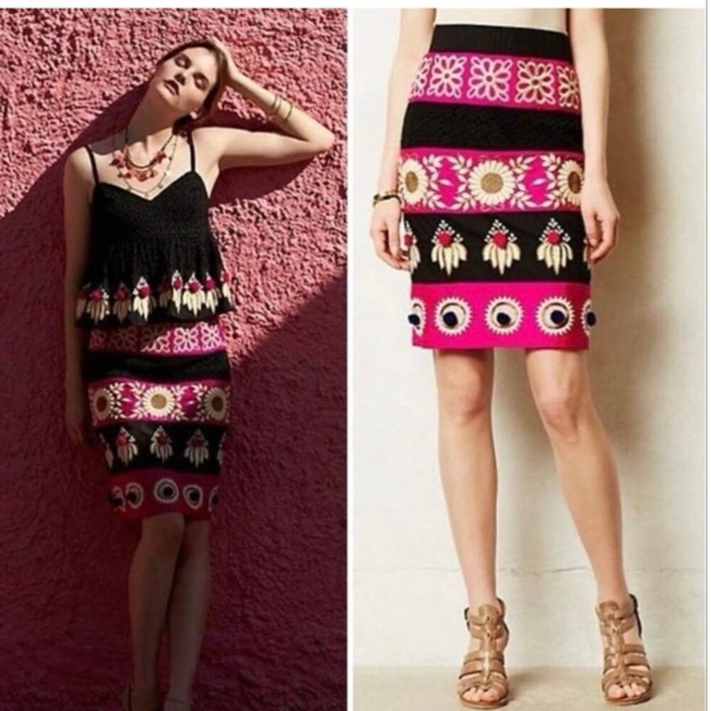 Anthropologie Leifsdottir Catrina Embroidered Pencil Skirt NWT Size 6 
Floral